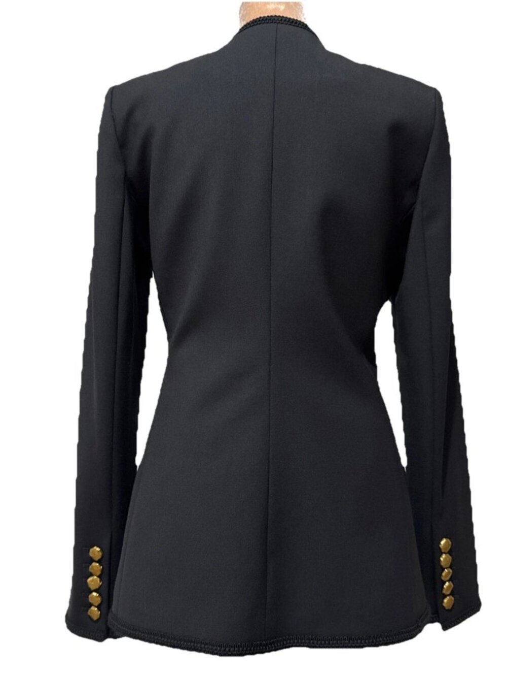 Veronica Beard Alessia Collarless Braid Trim Jacket Black Wool Blend Pristine 2 - Picture 3 of 9